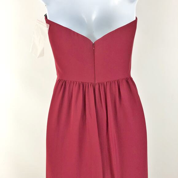 Social Bridesmaids Womens Strapless Maxi Dress 4 Red Sweetheart Neck Slits NWT - Picture 5 of 8